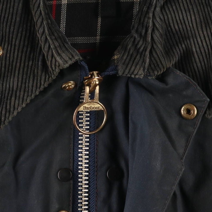 1990'S Barbour Beaufort 3 Warrant Oiled Hunting Jacket, Made in England, C40, Men's Size M cotton navy blue type Vintage Second Hand