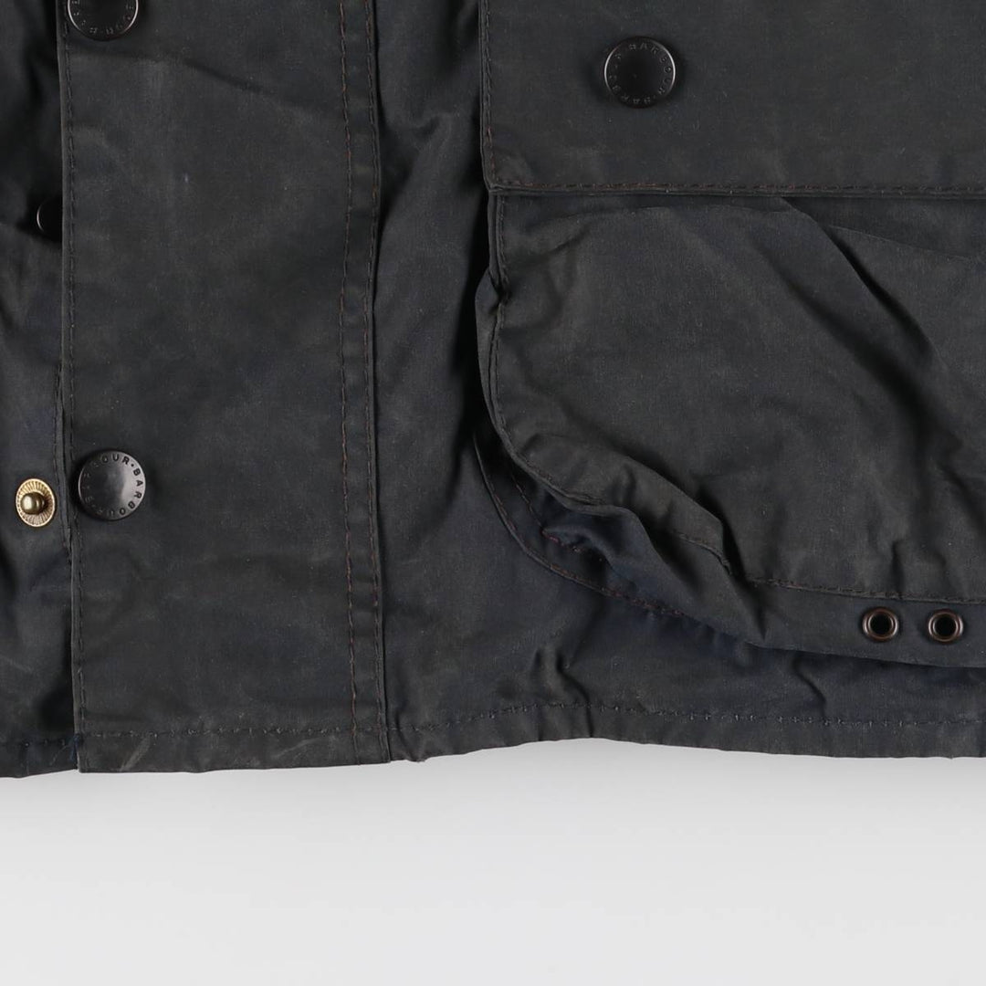 1990'S Barbour Beaufort 3 Warrant Oiled Hunting Jacket, Made in England, C40, Men's Size M cotton navy blue type Vintage Second Hand