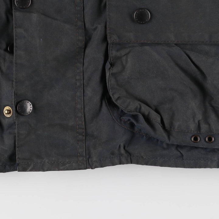 1990'S Barbour Beaufort 3 Warrant Oiled Hunting Jacket, Made in England, C40, Men's Size M cotton navy blue type Vintage Second Hand