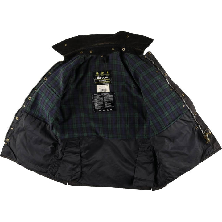 2000'S Barbour BEDALE 3 Warrant Waxed Cotton Oiled Jacket, Made in England, C38, Men's Size M cotton Charcoal Vintage Second Hand