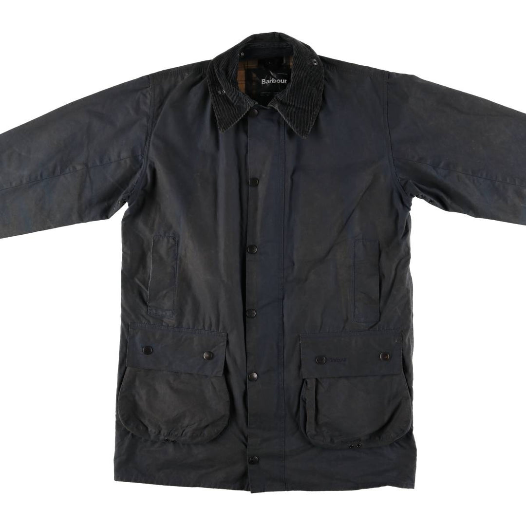 2000s~ Barbour BORDER 3 Warrant Waxed Cotton Oiled Jacket, Made in the UK, C40, Men's Size M Waxed cotton navy blue type Vintage Second Hand