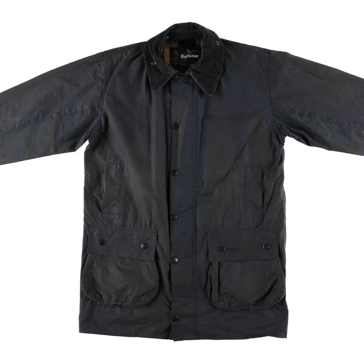 2000s~ Barbour BORDER 3 Warrant Waxed Cotton Oiled Jacket, Made in the UK, C40, Men's Size M Waxed cotton navy blue type Vintage Second Hand