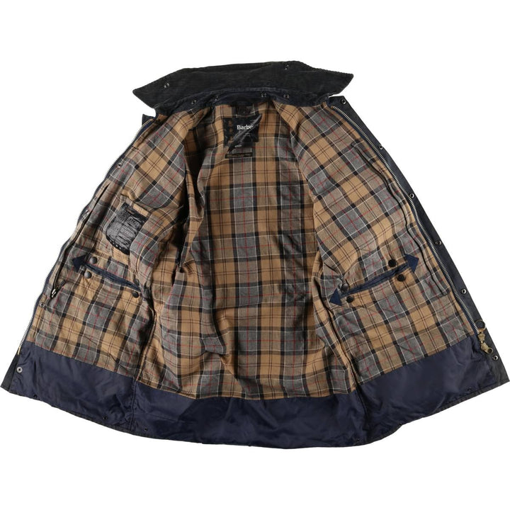 2000s~ Barbour BORDER 3 Warrant Waxed Cotton Oiled Jacket, Made in the UK, C40, Men's Size M Waxed cotton navy blue type Vintage Second Hand