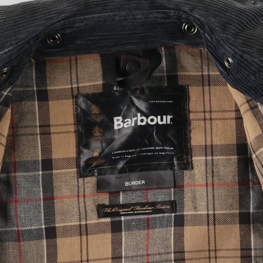 2000s~ Barbour BORDER 3 Warrant Waxed Cotton Oiled Jacket, Made in the UK, C40, Men's Size M Waxed cotton navy blue type Vintage Second Hand