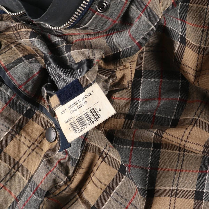 2000s~ Barbour BORDER 3 Warrant Waxed Cotton Oiled Jacket, Made in the UK, C40, Men's Size M Waxed cotton navy blue type Vintage Second Hand