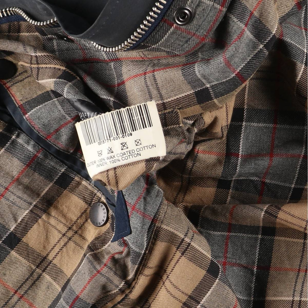 2000s~ Barbour BORDER 3 Warrant Waxed Cotton Oiled Jacket, Made in the UK, C40, Men's Size M Waxed cotton navy blue type Vintage Second Hand