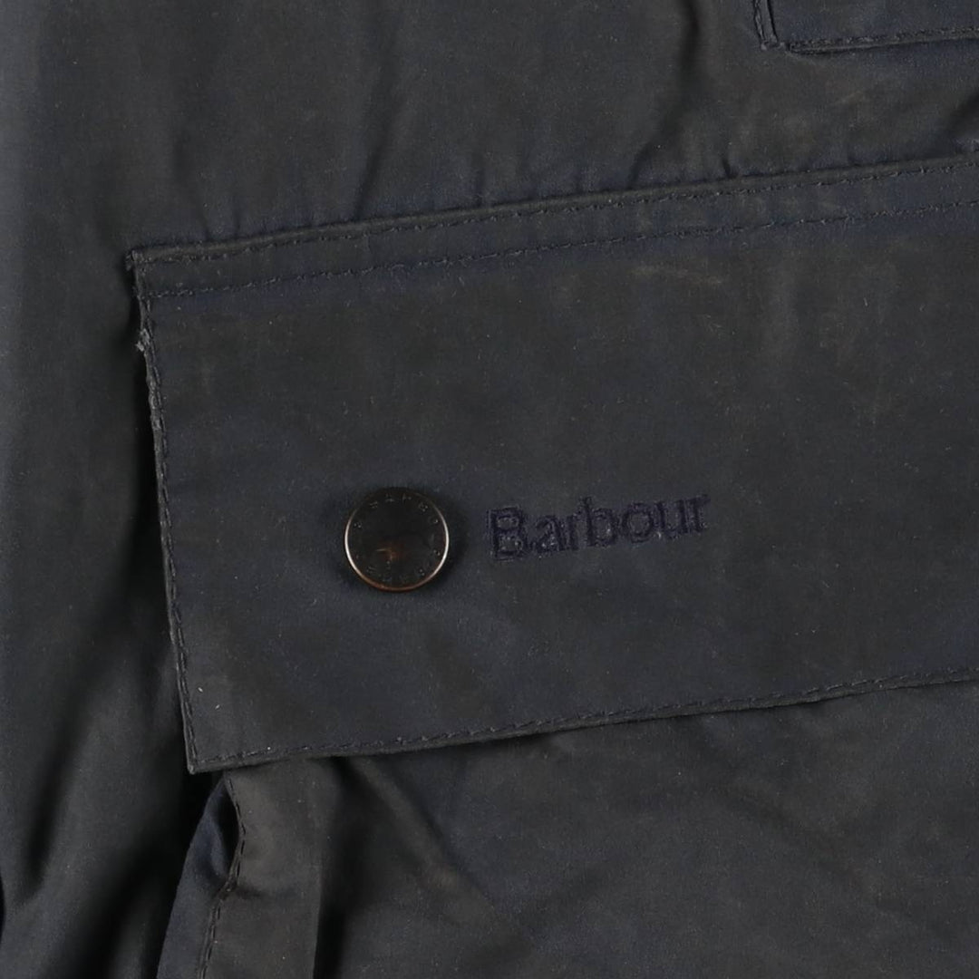 2000s~ Barbour BORDER 3 Warrant Waxed Cotton Oiled Jacket, Made in the UK, C40, Men's Size M Waxed cotton navy blue type Vintage Second Hand