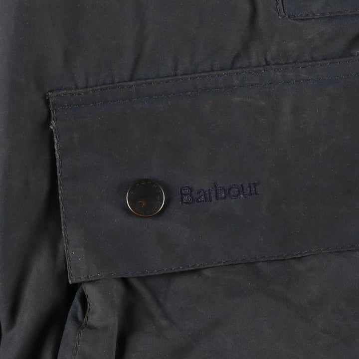2000s~ Barbour BORDER 3 Warrant Waxed Cotton Oiled Jacket, Made in the UK, C40, Men's Size M Waxed cotton navy blue type Vintage Second Hand