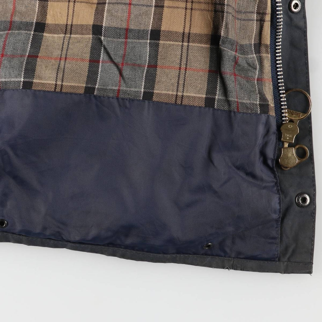 2000s~ Barbour BORDER 3 Warrant Waxed Cotton Oiled Jacket, Made in the UK, C40, Men's Size M Waxed cotton navy blue type Vintage Second Hand