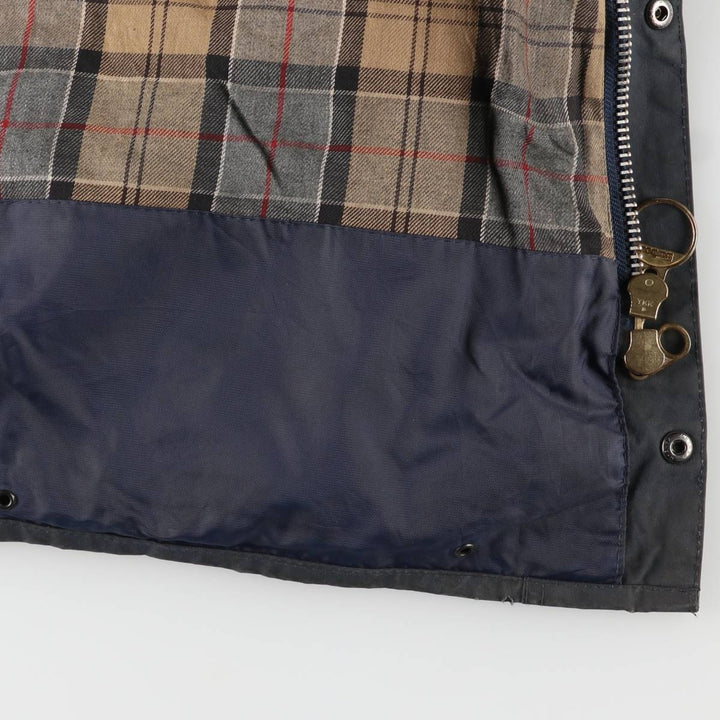 2000s~ Barbour BORDER 3 Warrant Waxed Cotton Oiled Jacket, Made in the UK, C40, Men's Size M Waxed cotton navy blue type Vintage Second Hand