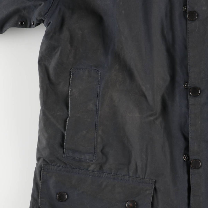 2000s~ Barbour BORDER 3 Warrant Waxed Cotton Oiled Jacket, Made in the UK, C40, Men's Size M Waxed cotton navy blue type Vintage Second Hand
