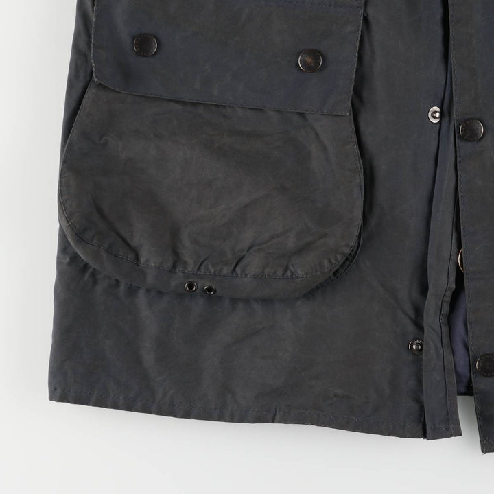 2000s~ Barbour BORDER 3 Warrant Waxed Cotton Oiled Jacket, Made in the UK, C40, Men's Size M Waxed cotton navy blue type Vintage Second Hand