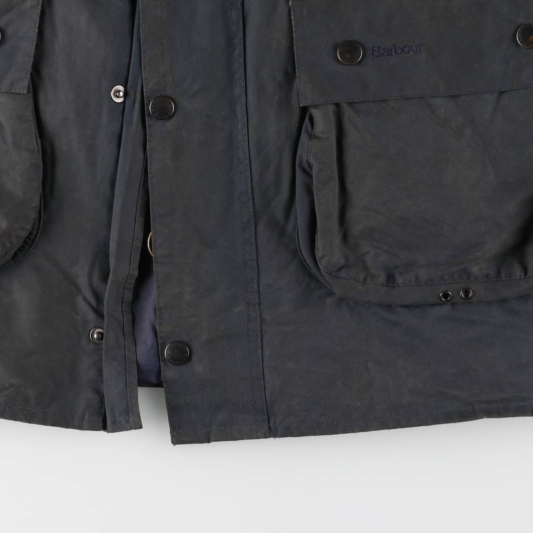 2000s~ Barbour BORDER 3 Warrant Waxed Cotton Oiled Jacket, Made in the UK, C40, Men's Size M Waxed cotton navy blue type Vintage Second Hand