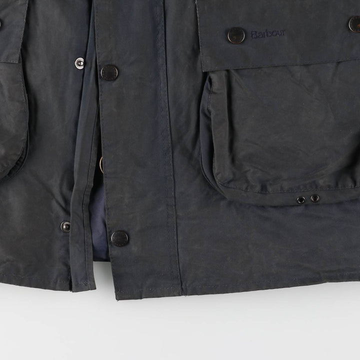 2000s~ Barbour BORDER 3 Warrant Waxed Cotton Oiled Jacket, Made in the UK, C40, Men's Size M Waxed cotton navy blue type Vintage Second Hand