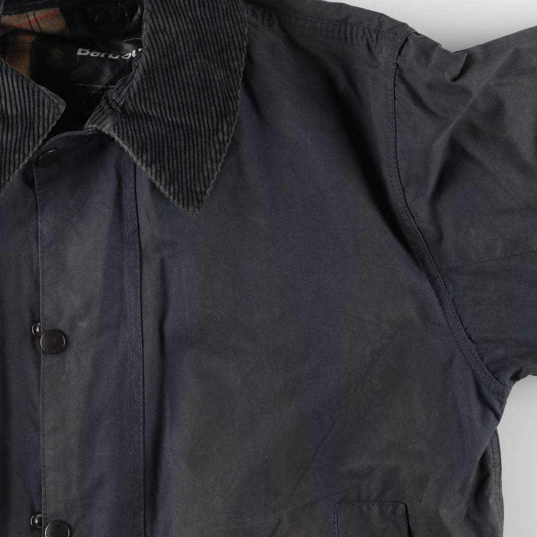 2000s~ Barbour BORDER 3 Warrant Waxed Cotton Oiled Jacket, Made in the UK, C40, Men's Size M Waxed cotton navy blue type Vintage Second Hand
