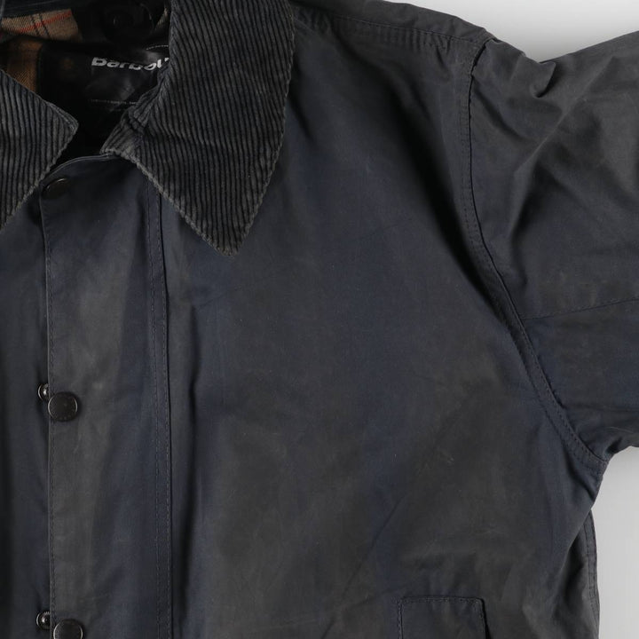 2000s~ Barbour BORDER 3 Warrant Waxed Cotton Oiled Jacket, Made in the UK, C40, Men's Size M Waxed cotton navy blue type Vintage Second Hand