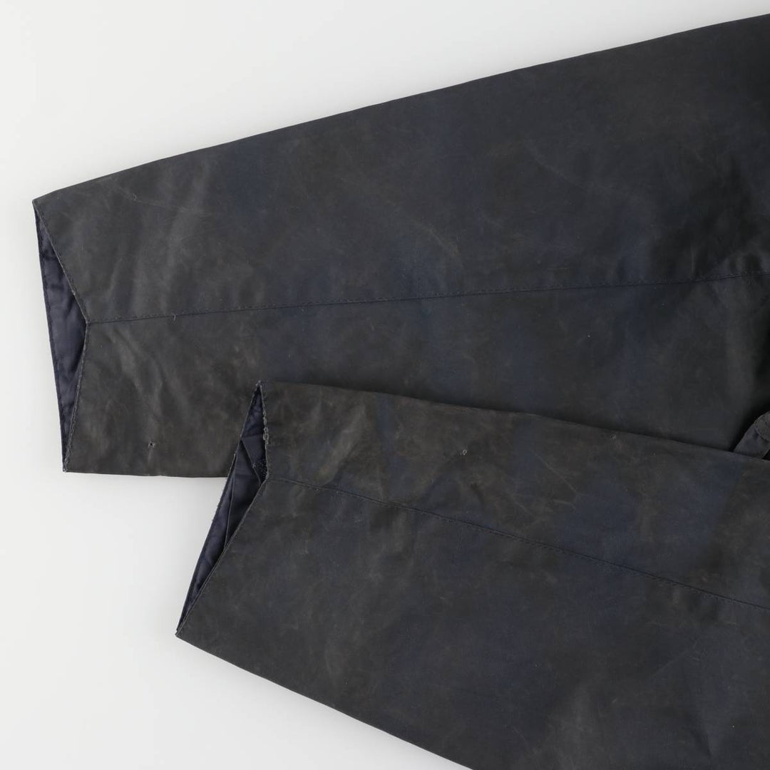 2000s~ Barbour BORDER 3 Warrant Waxed Cotton Oiled Jacket, Made in the UK, C40, Men's Size M Waxed cotton navy blue type Vintage Second Hand