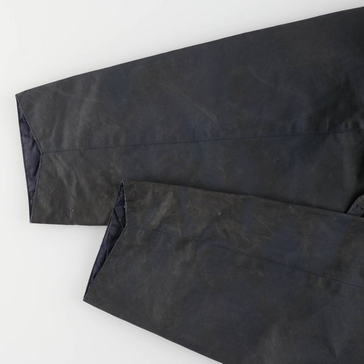 2000s~ Barbour BORDER 3 Warrant Waxed Cotton Oiled Jacket, Made in the UK, C40, Men's Size M Waxed cotton navy blue type Vintage Second Hand