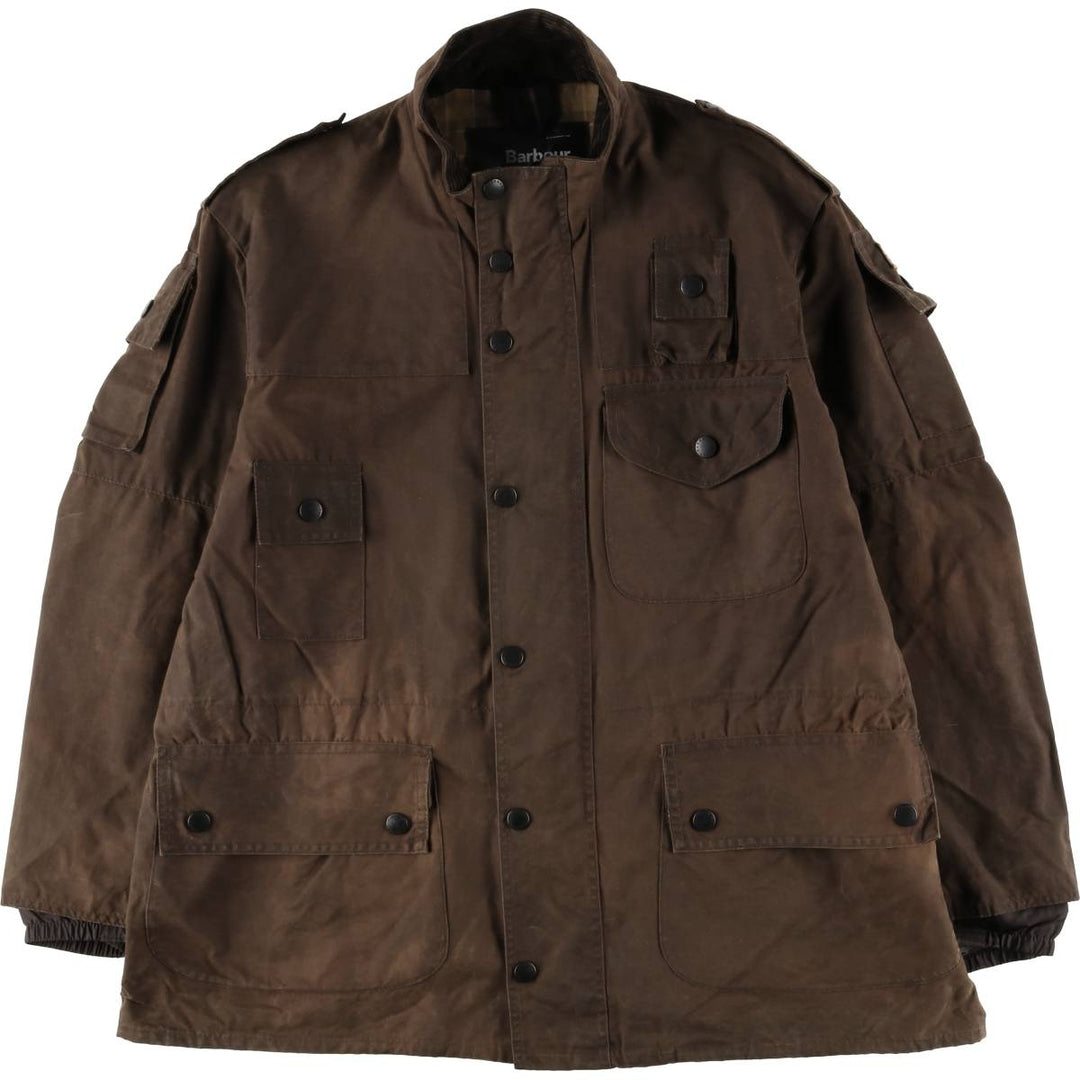 2000s~ Barbour COWEN COMMANDO JACKET, waxed cotton, 3-warrant oiled jacket, made in the UK, C44, men's size L Waxed cotton brown type Vintage Second Hand