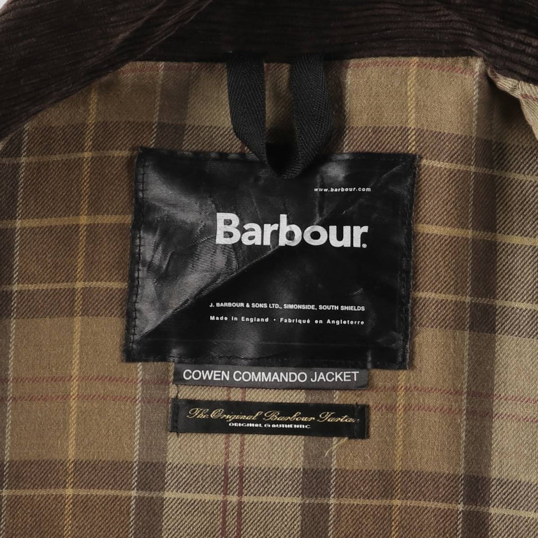 2000s~ Barbour COWEN COMMANDO JACKET, waxed cotton, 3-warrant oiled jacket, made in the UK, C44, men's size L Waxed cotton brown type Vintage Second Hand