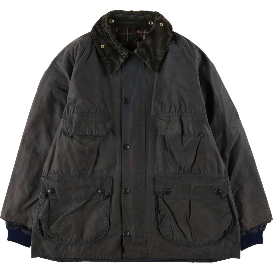 80s-90'S Barbour Bedale (formerly 3 Warrant) waxed cotton oiled jacket, made in England, men's size L cotton Charcoal Vintage Second Hand