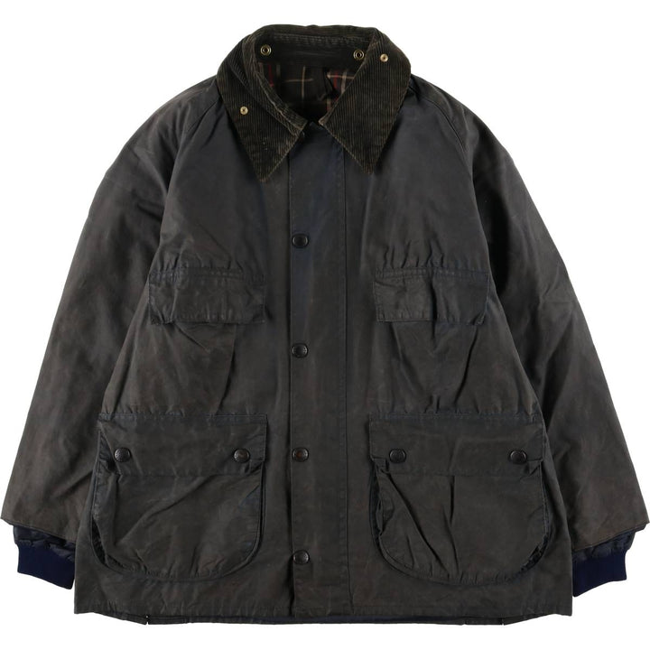 80s-90'S Barbour Bedale (formerly 3 Warrant) waxed cotton oiled jacket, made in England, men's size L cotton Charcoal Vintage Second Hand