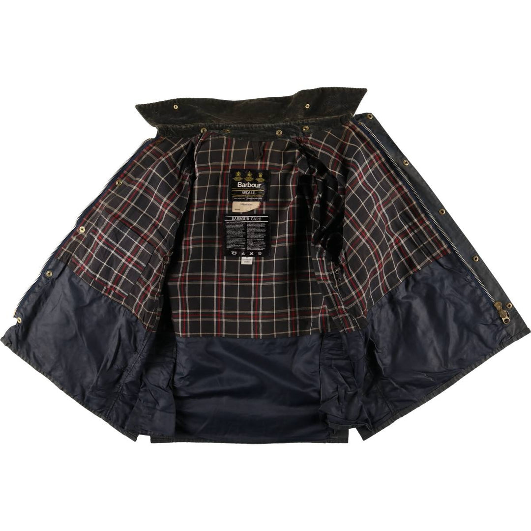 80s-90'S Barbour Bedale (formerly 3 Warrant) waxed cotton oiled jacket, made in England, men's size L cotton Charcoal Vintage Second Hand