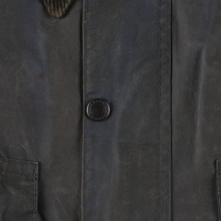 80s-90'S Barbour Bedale (formerly 3 Warrant) waxed cotton oiled jacket, made in England, men's size L cotton Charcoal Vintage Second Hand
