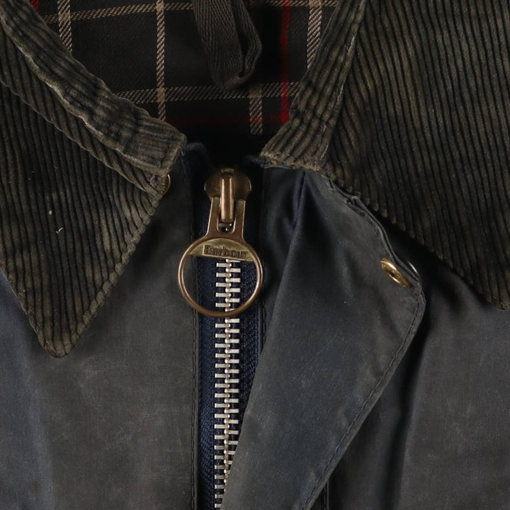 80s-90'S Barbour Bedale (formerly 3 Warrant) waxed cotton oiled jacket, made in England, men's size L cotton Charcoal Vintage Second Hand