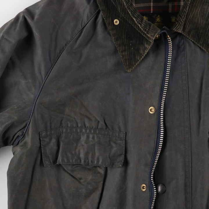 80s-90'S Barbour Bedale (formerly 3 Warrant) waxed cotton oiled jacket, made in England, men's size L cotton Charcoal Vintage Second Hand