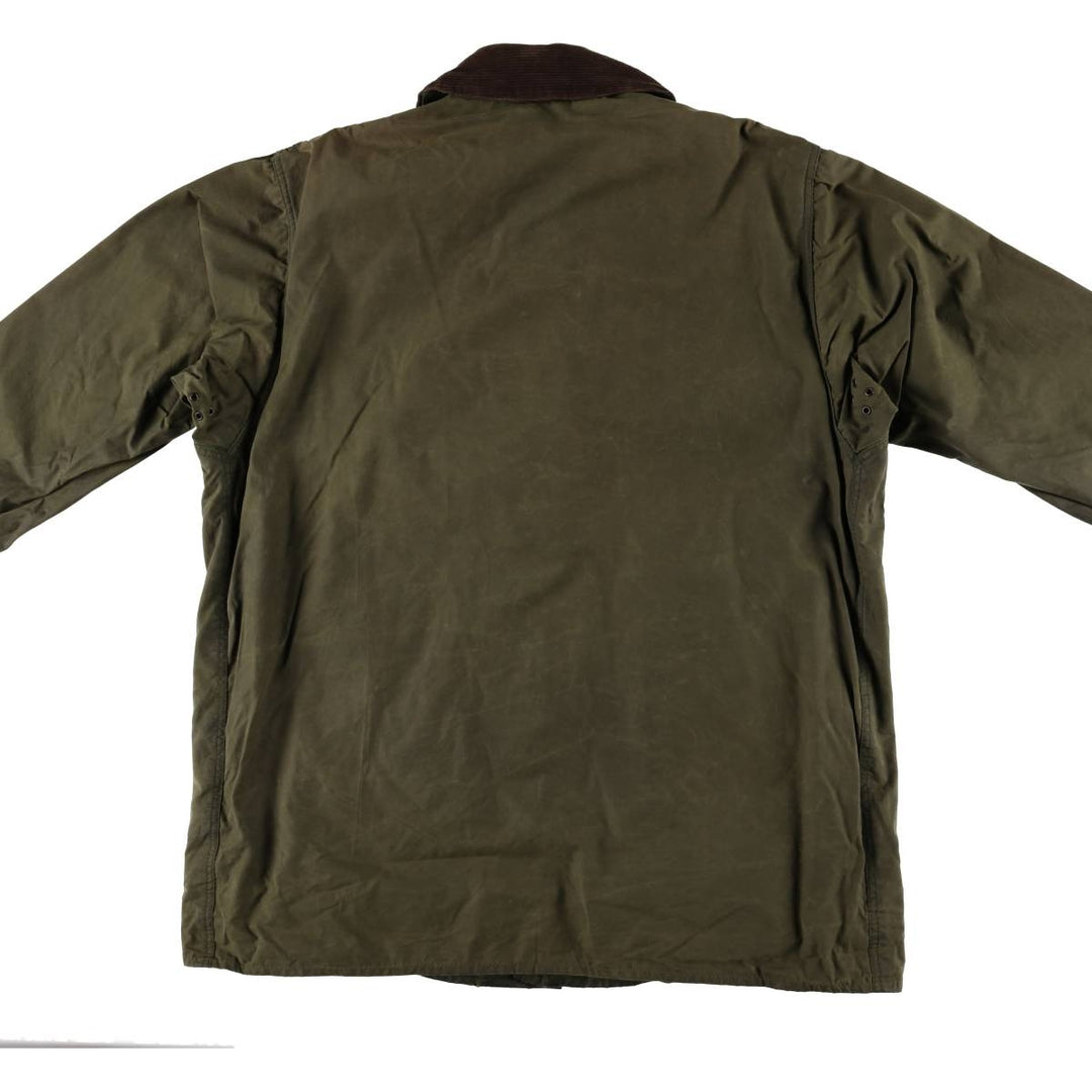 2000'S Barbour BORDER (old 3-warrant) waxed cotton oiled jacket, made in England, C46, men's XL cotton Khaki type Vintage Second Hand