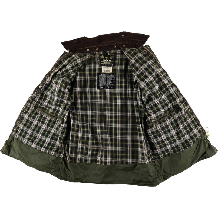 2000'S Barbour BORDER (old 3-warrant) waxed cotton oiled jacket, made in England, C46, men's XL cotton Khaki type Vintage Second Hand