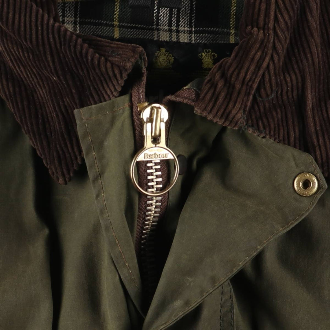 2000'S Barbour BORDER (old 3-warrant) waxed cotton oiled jacket, made in England, C46, men's XL cotton Khaki type Vintage Second Hand