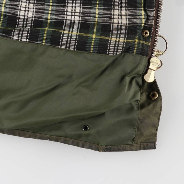2000'S Barbour BORDER (old 3-warrant) waxed cotton oiled jacket, made in England, C46, men's XL cotton Khaki type Vintage Second Hand