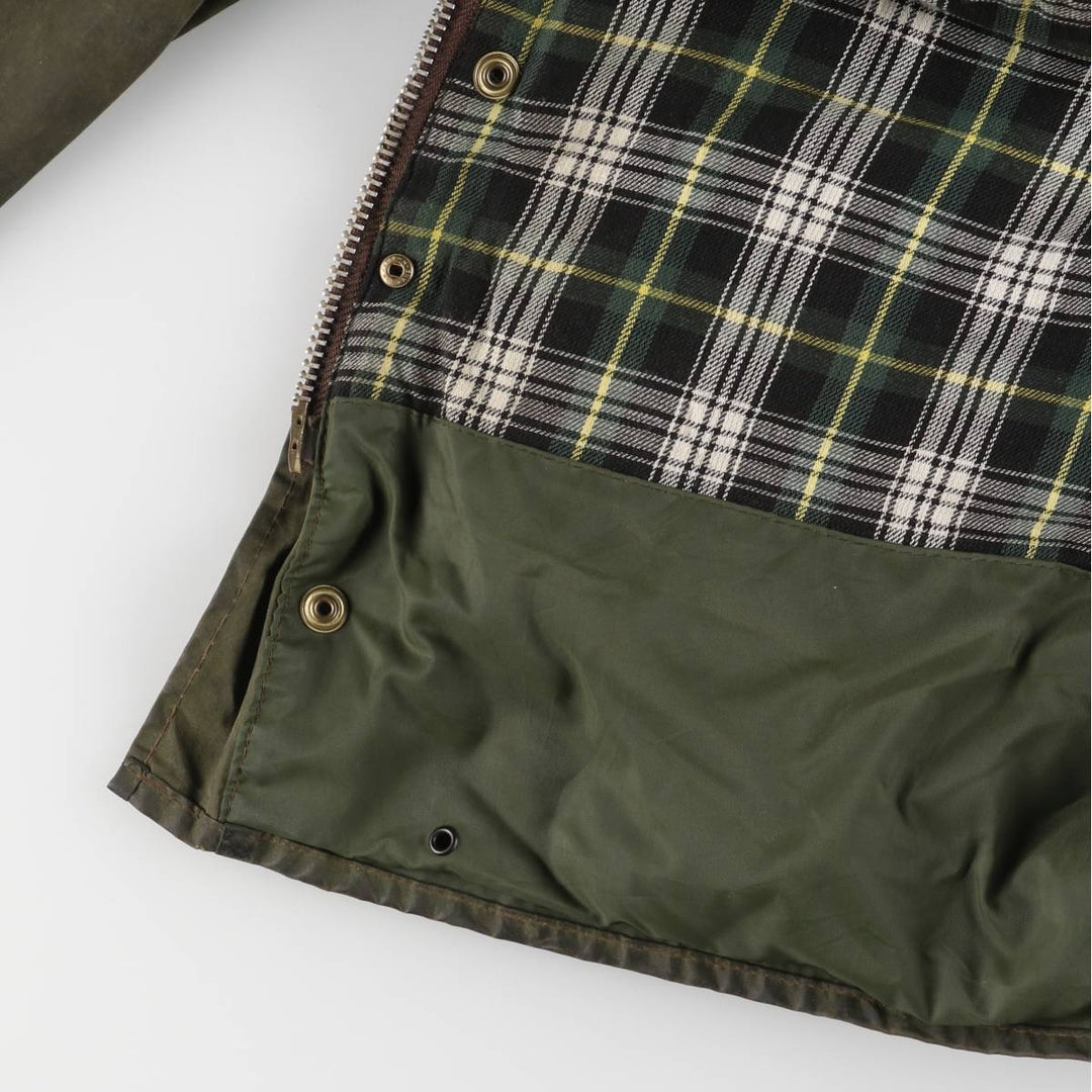 2000'S Barbour BORDER (old 3-warrant) waxed cotton oiled jacket, made in England, C46, men's XL cotton Khaki type Vintage Second Hand