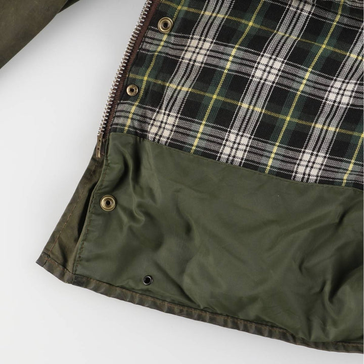 2000'S Barbour BORDER (old 3-warrant) waxed cotton oiled jacket, made in England, C46, men's XL cotton Khaki type Vintage Second Hand
