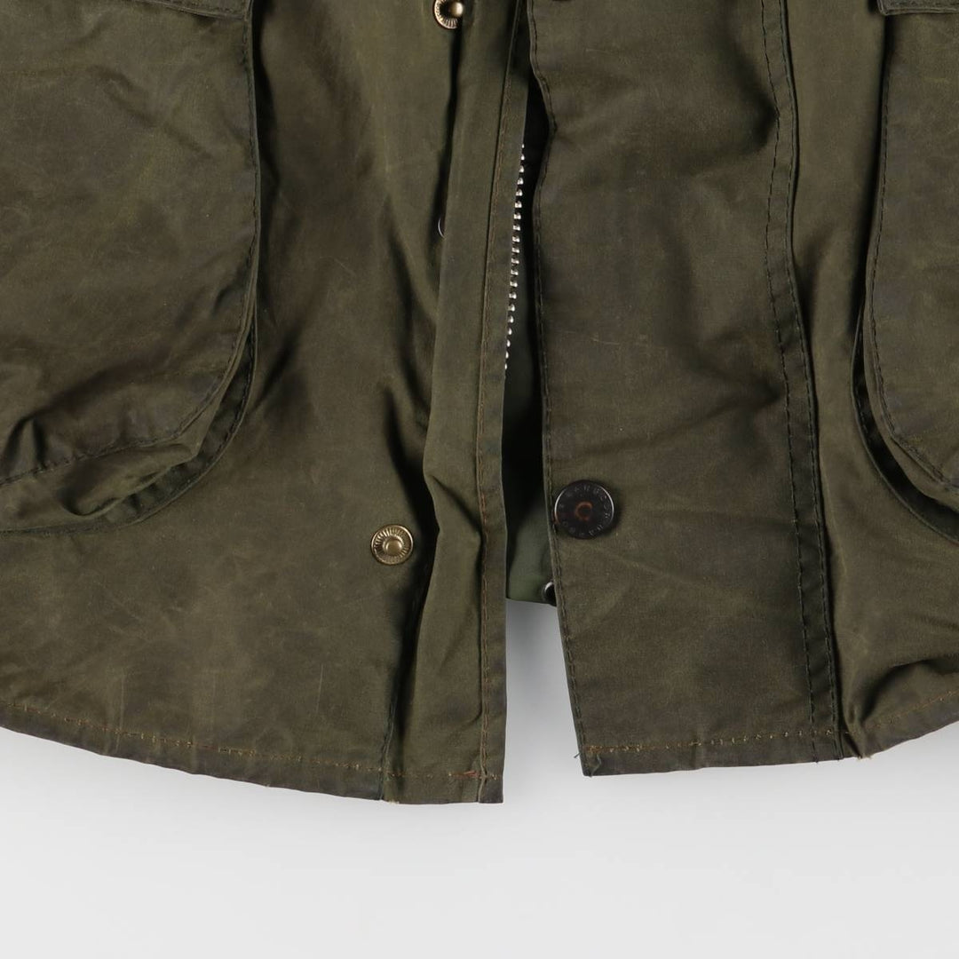2000'S Barbour BORDER (old 3-warrant) waxed cotton oiled jacket, made in England, C46, men's XL cotton Khaki type Vintage Second Hand
