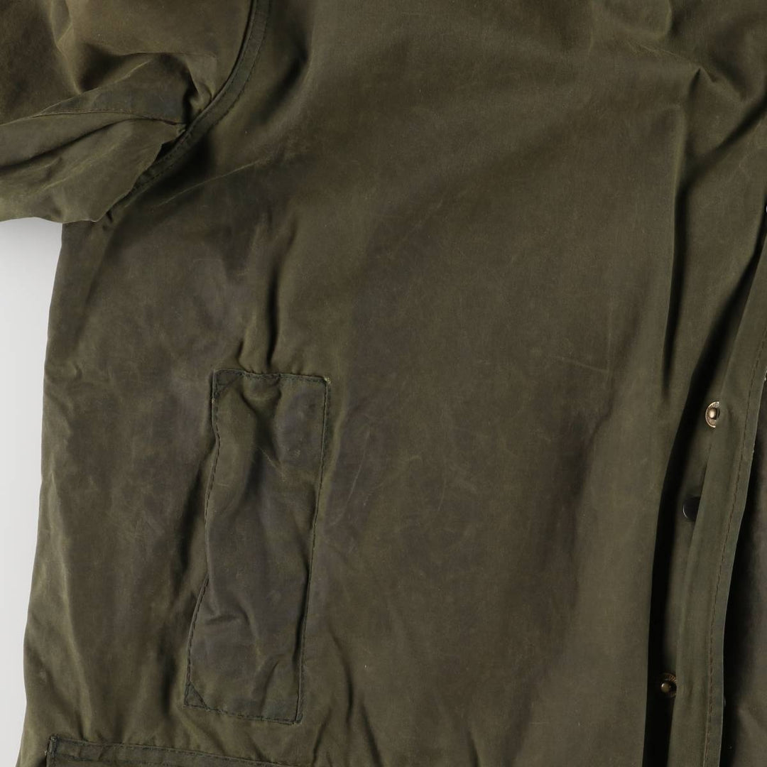 2000'S Barbour BORDER (old 3-warrant) waxed cotton oiled jacket, made in England, C46, men's XL cotton Khaki type Vintage Second Hand