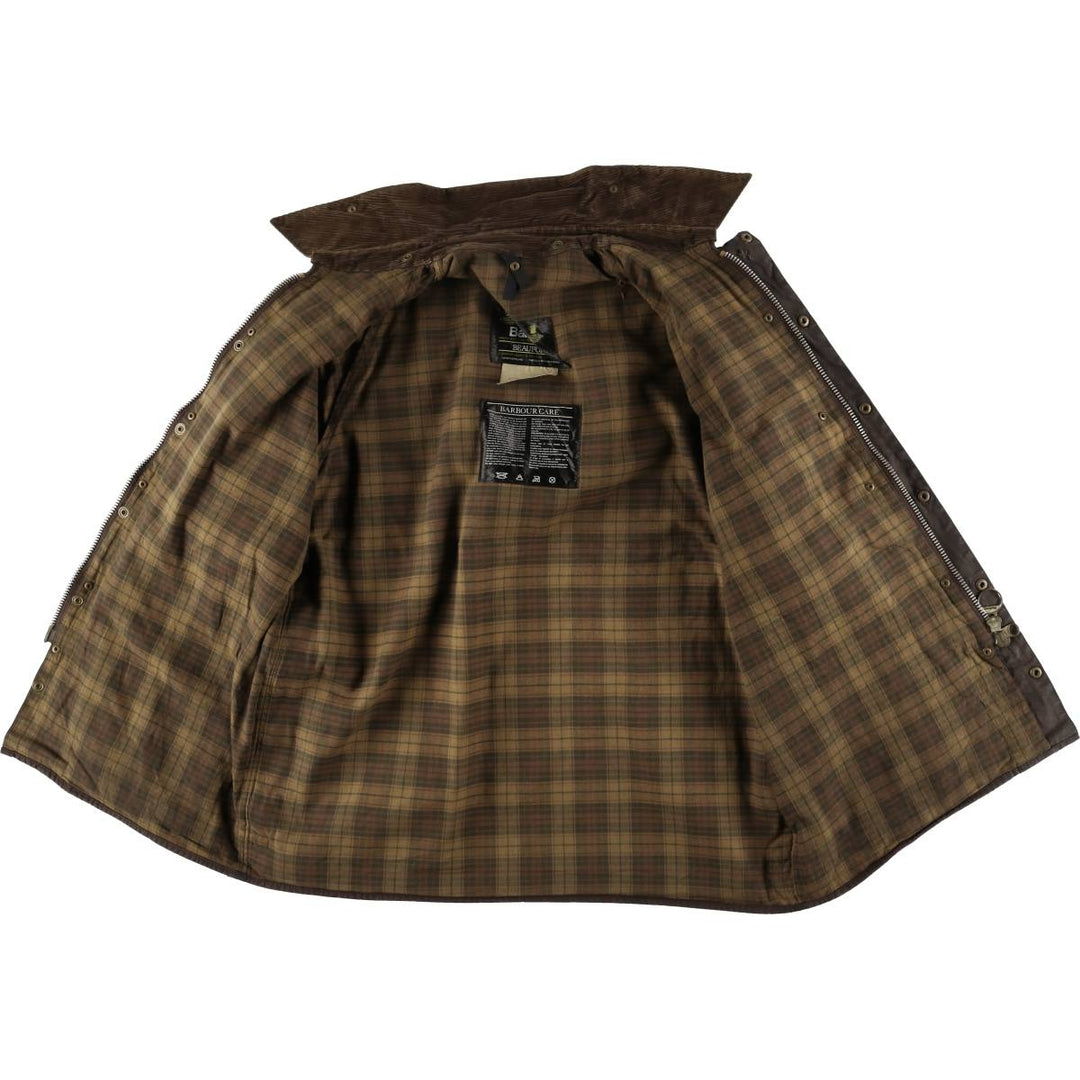 90'S Barbour BEAUFORT Beaufort Old 3 Warrant Oiled Hunting Jacket Made in England Men's XL cotton brown type Vintage Second Hand