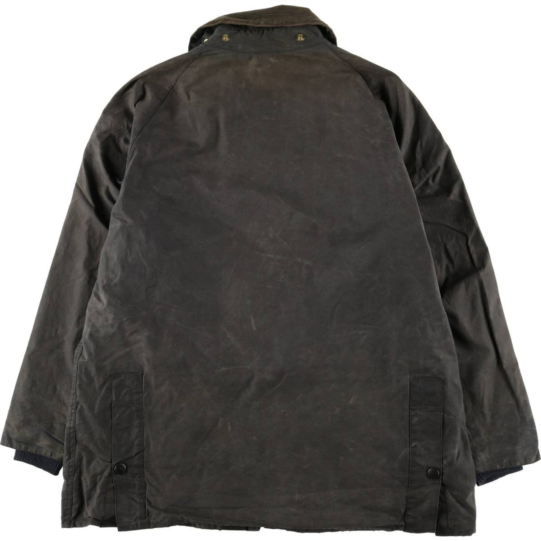 1990'S Barbour Bedale (formerly 3 Warrant) waxed cotton oiled jacket, Made in England, C42, Men's Size L cotton Khaki type Vintage Second Hand