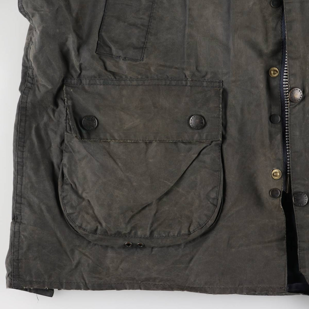 1990'S Barbour Bedale (formerly 3 Warrant) waxed cotton oiled jacket, Made in England, C42, Men's Size L cotton Khaki type Vintage Second Hand
