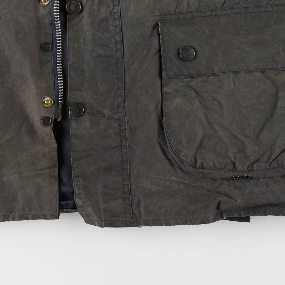 1990'S Barbour Bedale (formerly 3 Warrant) waxed cotton oiled jacket, Made in England, C42, Men's Size L cotton Khaki type Vintage Second Hand