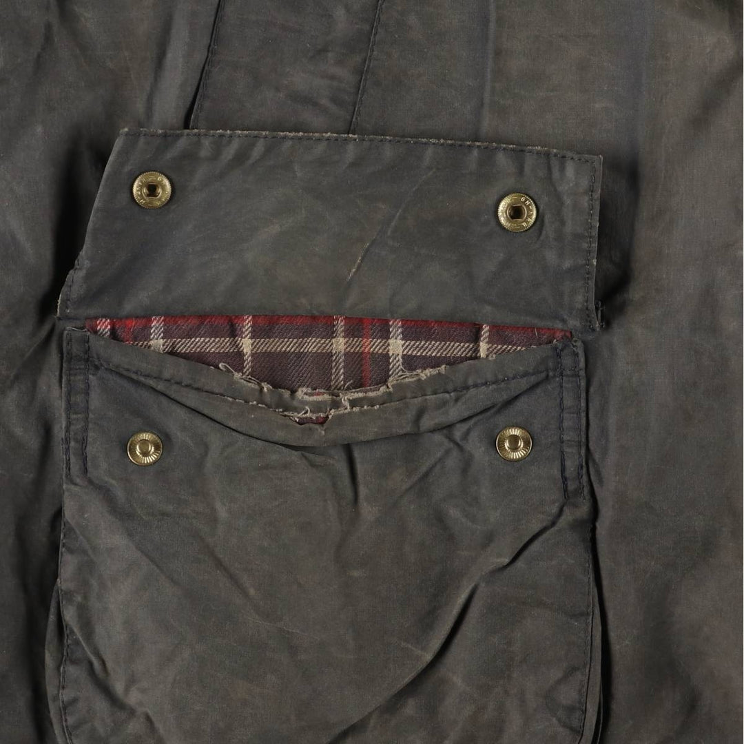 1990'S Barbour Bedale (formerly 3 Warrant) waxed cotton oiled jacket, Made in England, C42, Men's Size L cotton Khaki type Vintage Second Hand