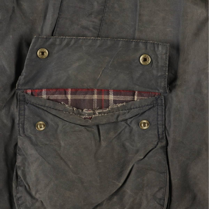 1990'S Barbour Bedale (formerly 3 Warrant) waxed cotton oiled jacket, Made in England, C42, Men's Size L cotton Khaki type Vintage Second Hand