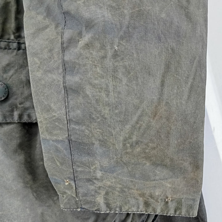 1990'S Barbour Bedale (formerly 3 Warrant) waxed cotton oiled jacket, Made in England, C42, Men's Size L cotton Khaki type Vintage Second Hand