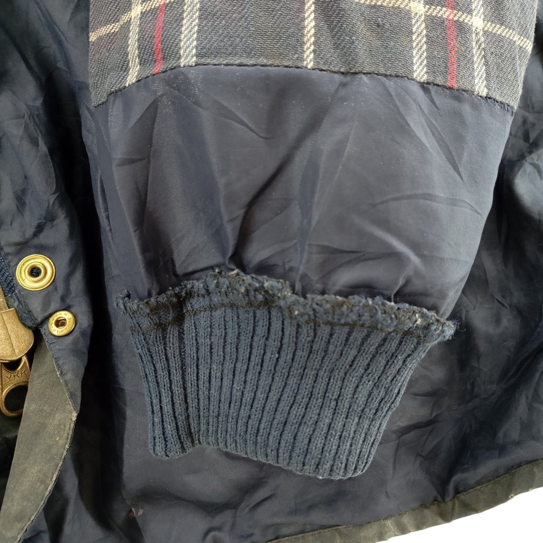 1990'S Barbour Bedale (formerly 3 Warrant) waxed cotton oiled jacket, Made in England, C42, Men's Size L cotton Khaki type Vintage Second Hand