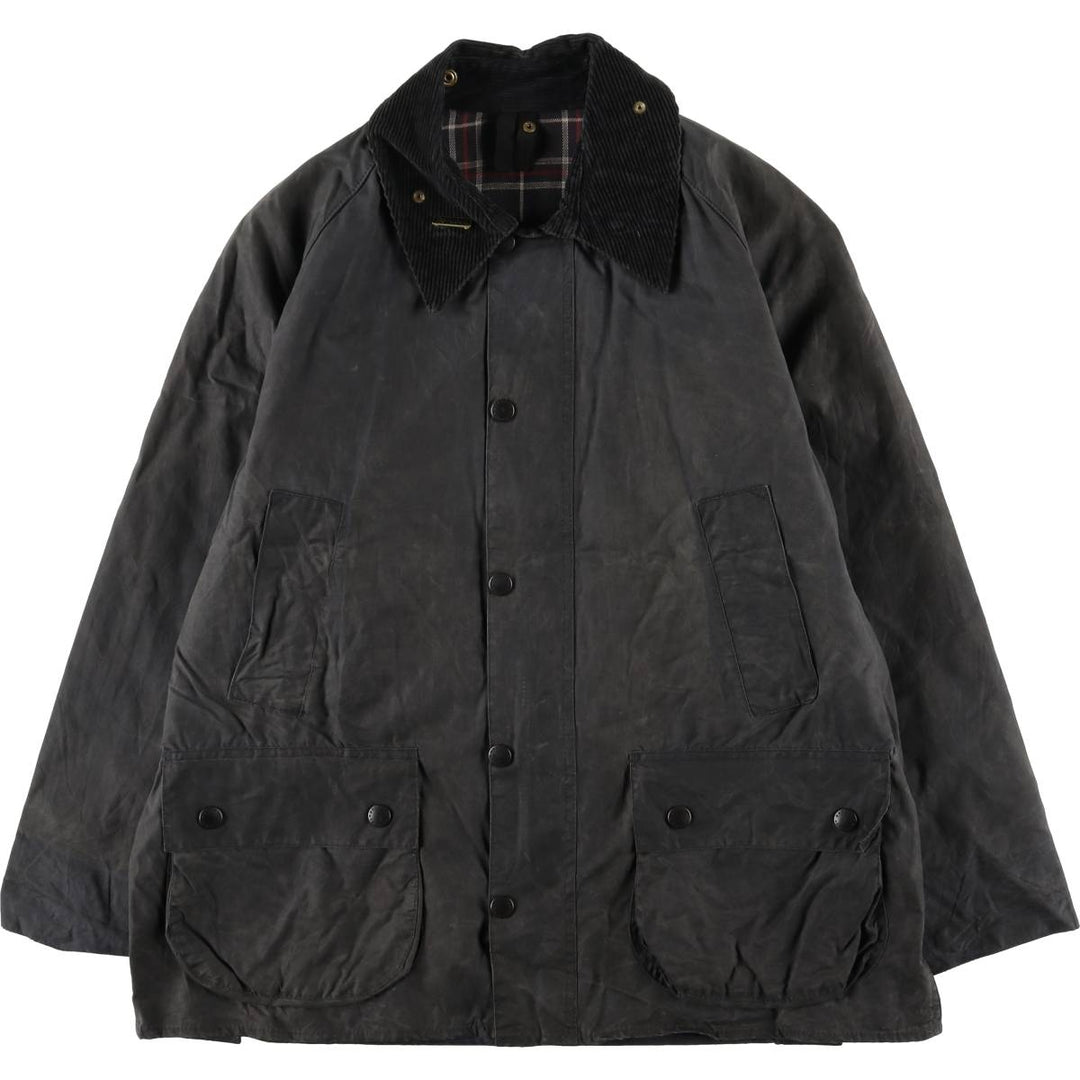 1990'S Barbour Bedale Badged 3 Warrant Waxed Cotton Oiled Jacket, Made in the UK, Size C40, Men's Medium cotton Charcoal Vintage Second Hand