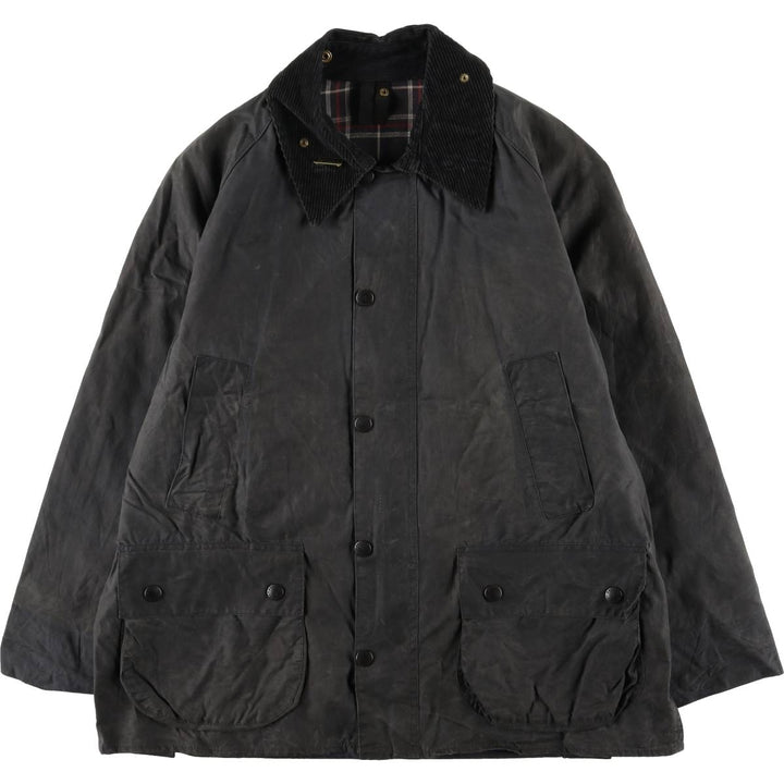 1990'S Barbour Bedale Badged 3 Warrant Waxed Cotton Oiled Jacket, Made in the UK, Size C40, Men's Medium cotton Charcoal Vintage Second Hand