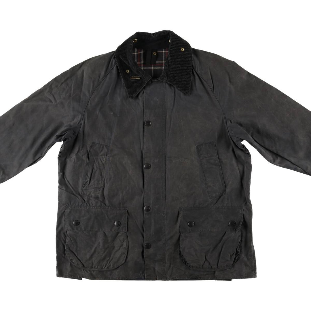 1990'S Barbour Bedale Badged 3 Warrant Waxed Cotton Oiled Jacket, Made in the UK, Size C40, Men's Medium cotton Charcoal Vintage Second Hand