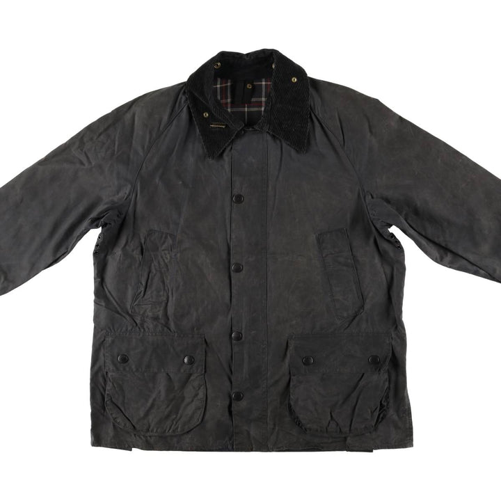 1990'S Barbour Bedale Badged 3 Warrant Waxed Cotton Oiled Jacket, Made in the UK, Size C40, Men's Medium cotton Charcoal Vintage Second Hand